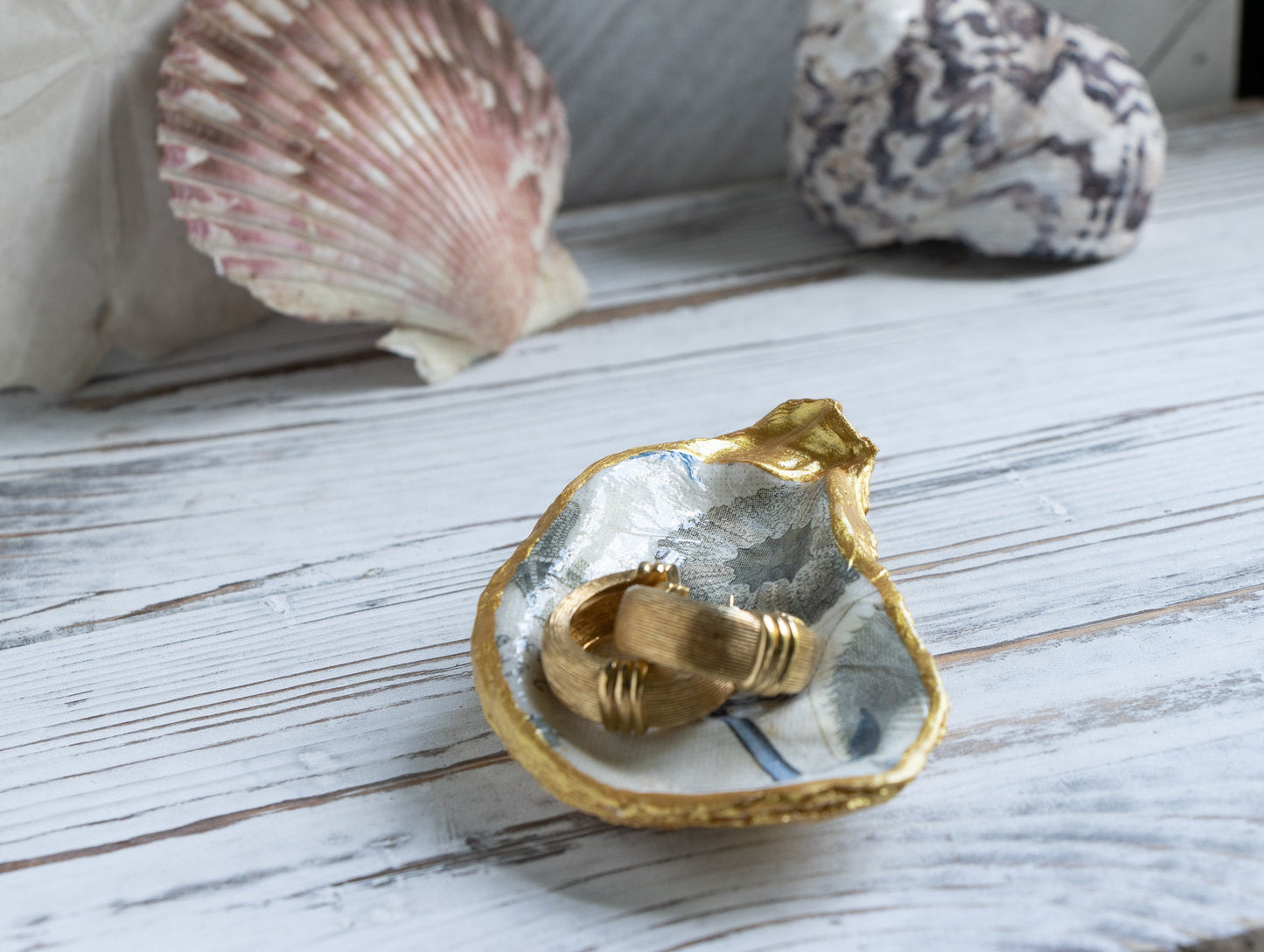 Oyster Shell Anchor & Seashell Ring Dish