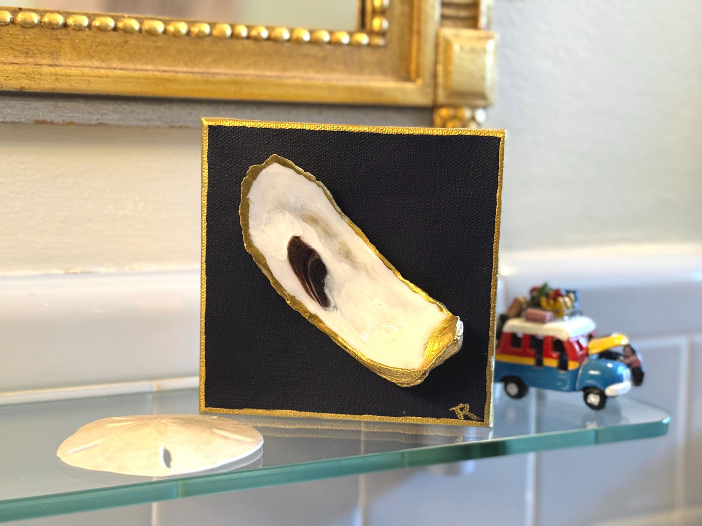 Oyster Shell on Canvas Navy and Gold